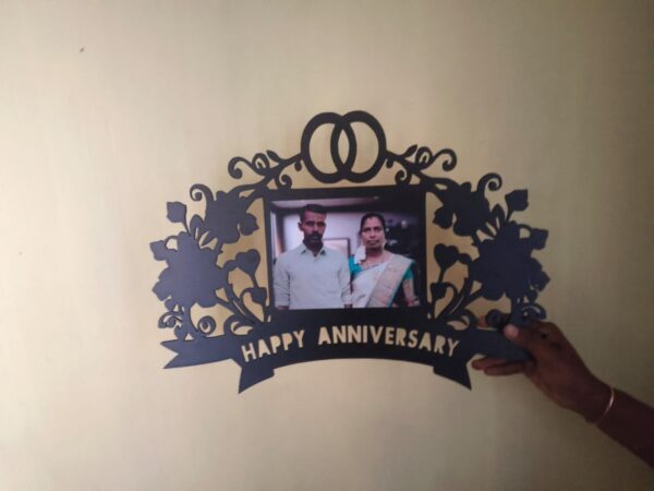 Personalized Happy Anniversary Black Wooden Standee Photo Frame - Image 3