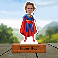 Personalized Superman Acrylic Caricature Standee – Custom Superhero Gift for Kids