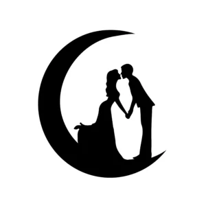 Couple on the moon Wood Wall Art, Ready to Hang Home Decor